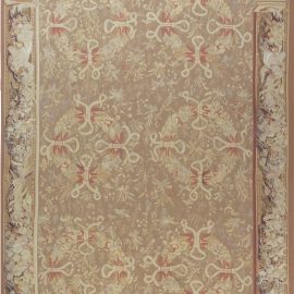 “Boiserie” Traditional Modern Floral Soft Beige Flatweave Wool Oversized Rug N11910