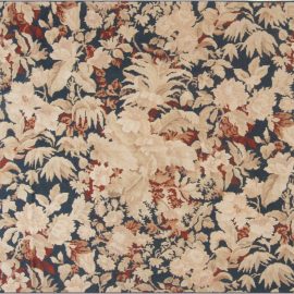 Traditional-Style Flatweave Floral Warm Tan Handmade Wool Carpet “Noctiflora” N11922