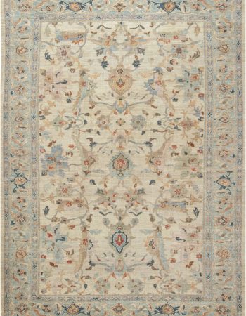 Antique Tabriz Persian Floral Allover Light Beige Hand-Knotted Wool Rug – Circa 1900 BB3325