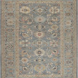 Contemporary Sultanabad-Inspired Floral Cream Beige Hand-Knotted Wool Carpet “Anthemion” N11873