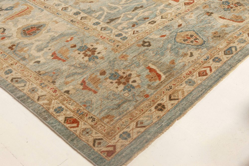 Traditional Sultanabad Design Blue, Brown, Red and White Wool Rug N11877