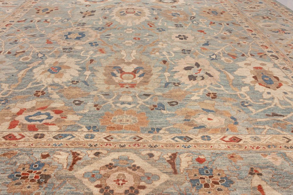 Traditional Sultanabad Design Blue, Brown, Red and White Wool Rug N11877