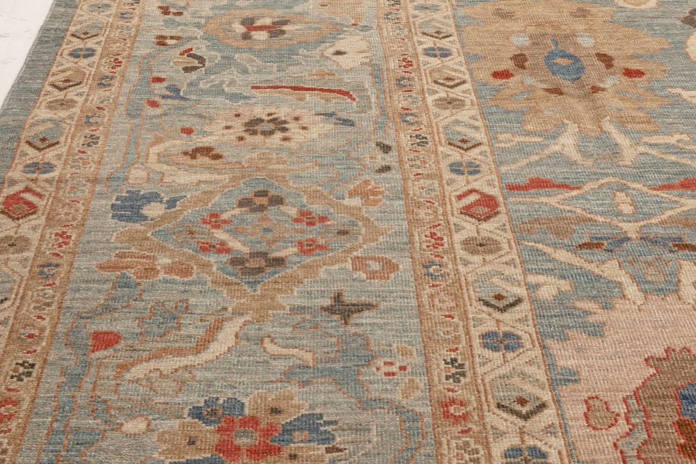 Traditional Sultanabad Design Blue, Brown, Red and White Wool Rug N11877