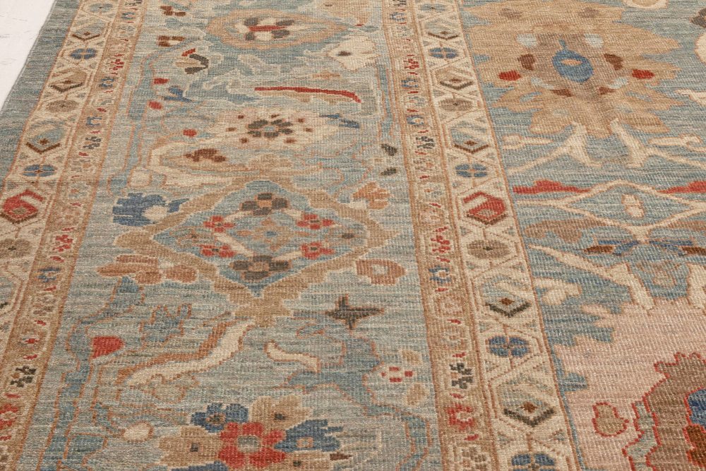 Traditional Sultanabad Design Blue, Brown, Red and White Wool Rug N11877