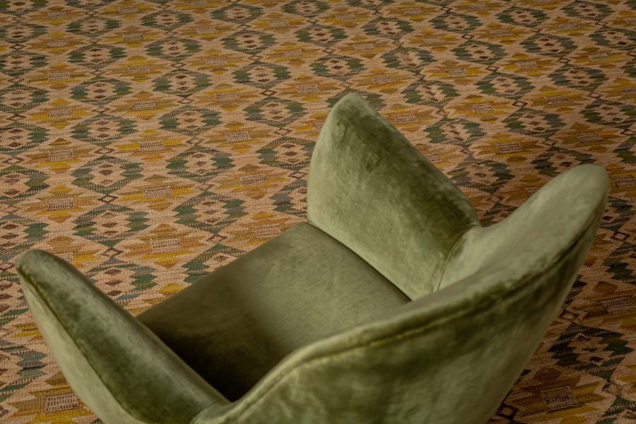 Modern Swedish Flat-Weave Rug Inspired by Marta Mass Fjetterstrom Design N11969