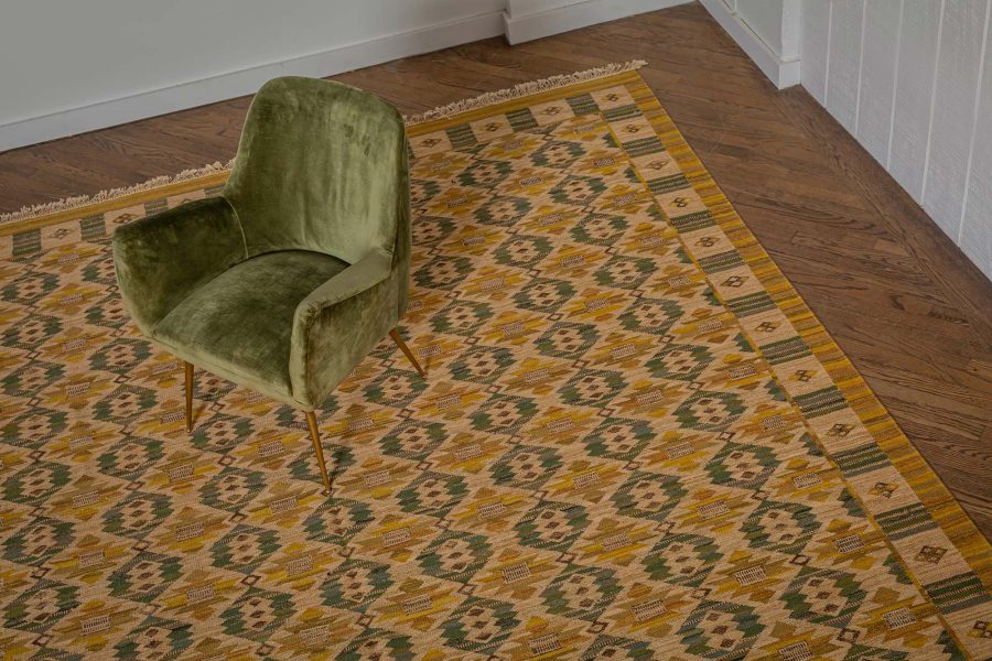 Modern Swedish Flat-Weave Rug Inspired by Marta Mass Fjetterstrom Design N11969