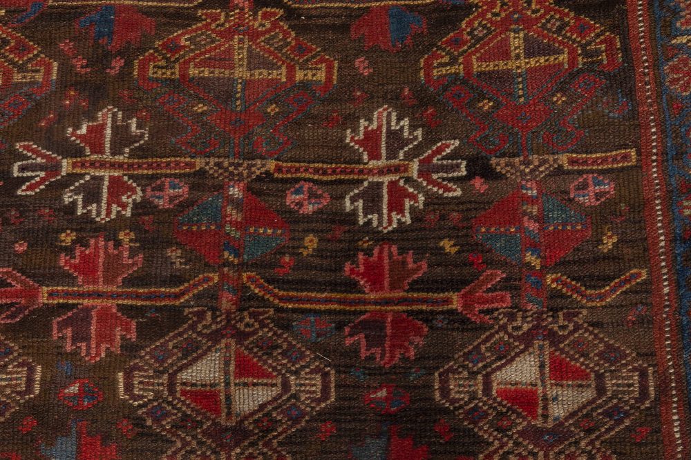 1900s Persian Malayer Geometric Rug in Red, Blue, Yellow and Black BB6929