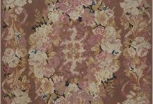 1900s French Aubusson Floral Beige, Black, Brown, Pink, Wool Rug BB6934