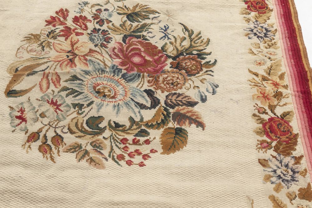 Early 20th Century English Floral Needlework Rug BB6939