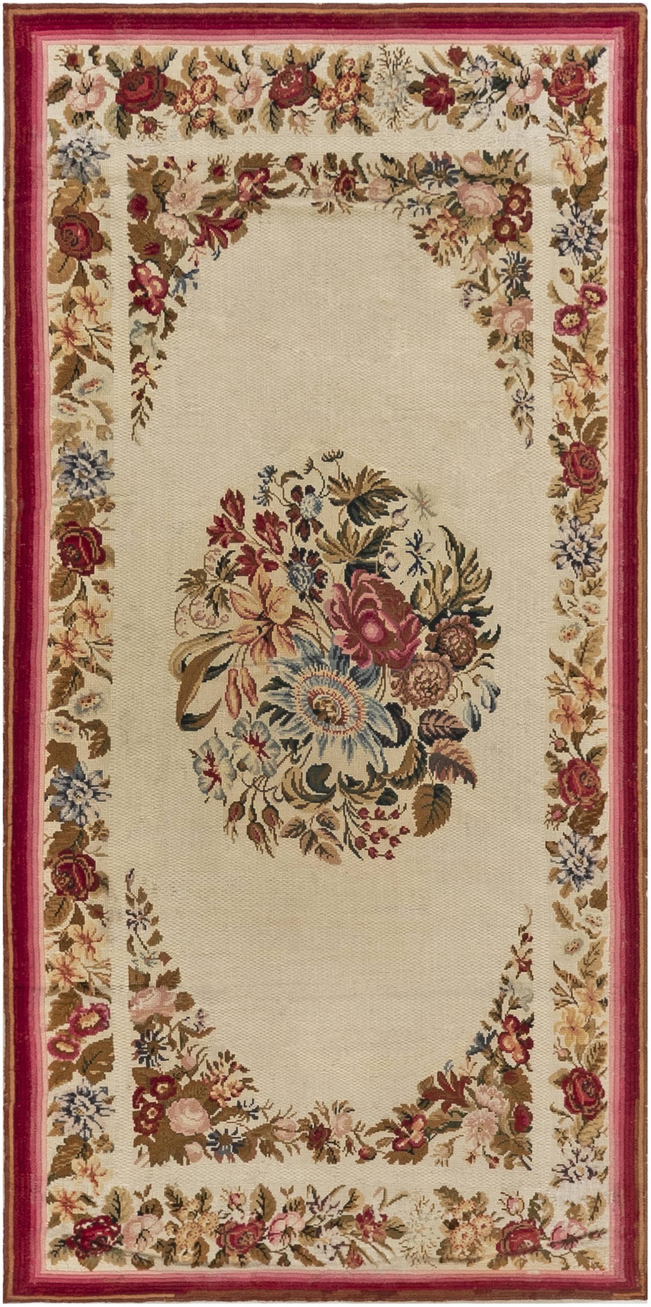 Early 20th Century English Floral Needlework Rug BB6939