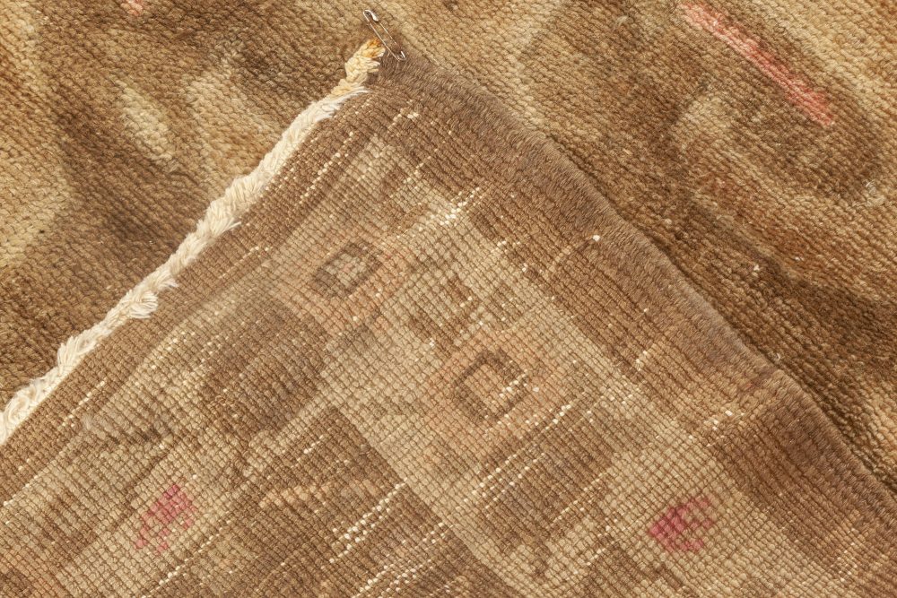 Mid-20th century Turkish Beige and Brown Handmade Wool Rug BB6922