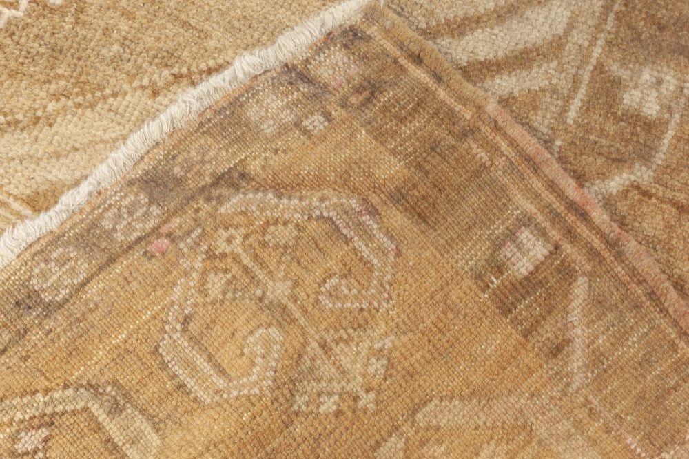 Mid-20th century Turkish Oushak Beige, Brown Handmade Wool Rug BB6932
