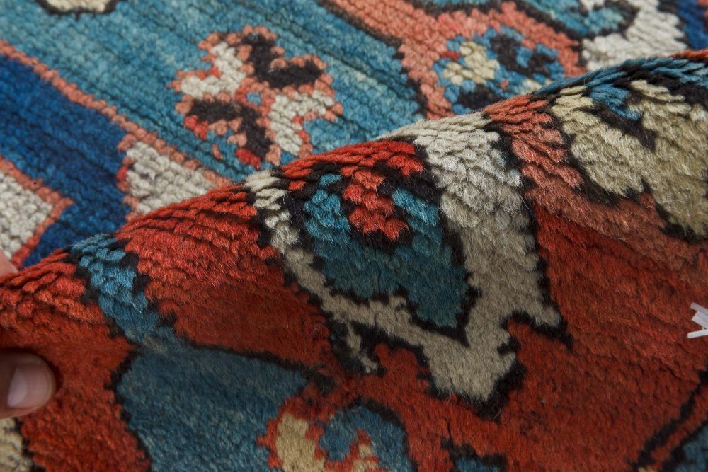 1920s Kazak Blue, Red and White Handmade Wool Rug BB6935
