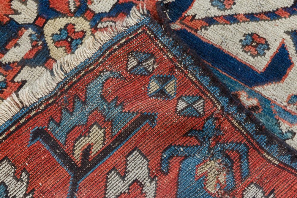 1920s Kazak Blue, Red and White Handmade Wool Rug BB6935