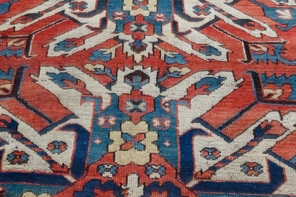 1920s Kazak Blue, Red and White Handmade Wool Rug BB6935
