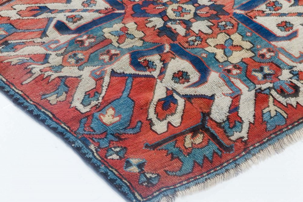 1920s Kazak Blue, Red and White Handmade Wool Rug BB6935