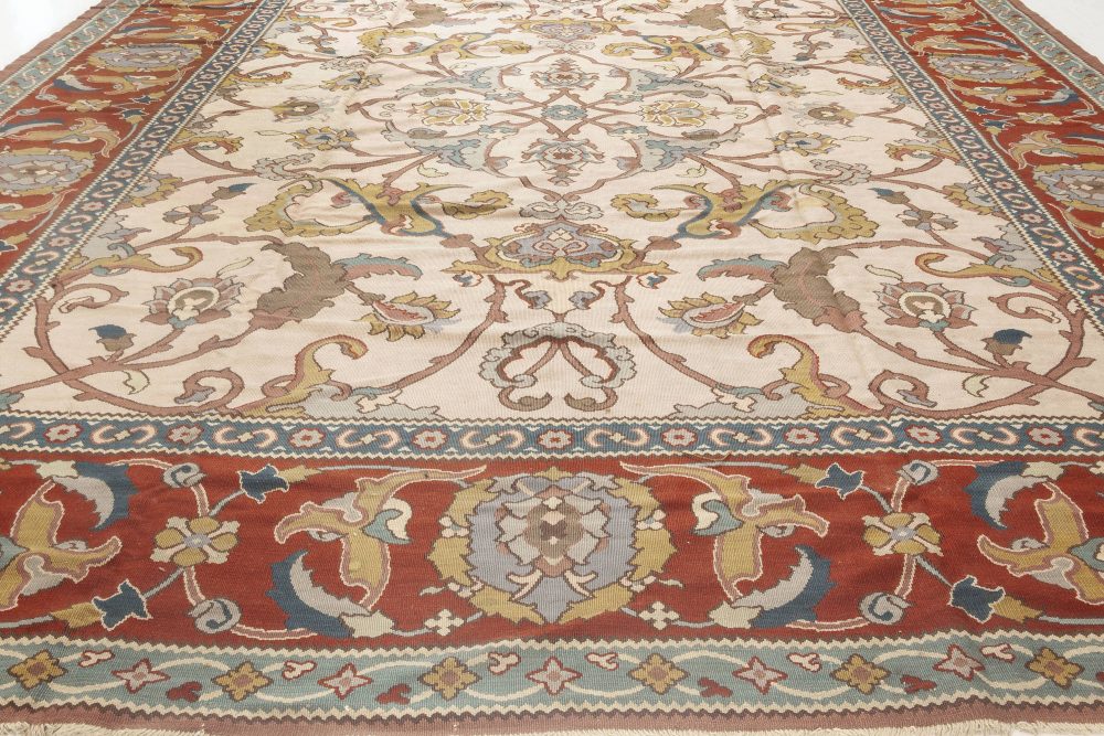 Doris Leslie Blau Collection Traditional Floral Design Flat-Weave Wool Rug N11933