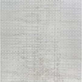 Modern Geometric Cross-Weave Light Gray With Pale Sand Handmade Wool Oversized Rug “Crosshaze” N11963