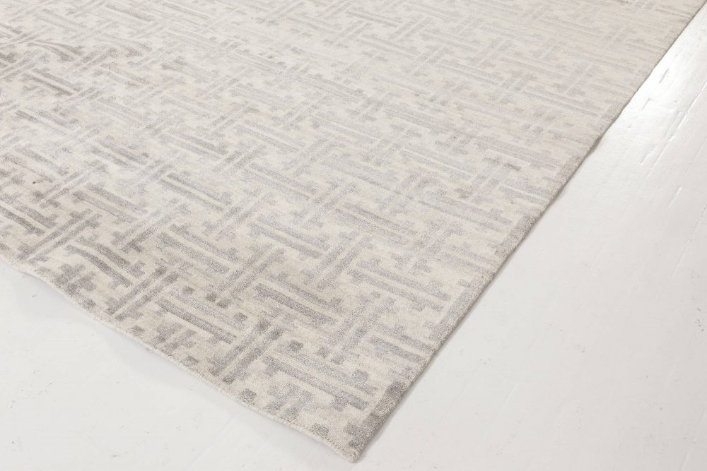 Doris Leslie Blau Collection Geometric Terra Gray Rug in Natural Wool N11963