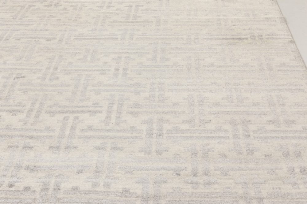 Doris Leslie Blau Collection Geometric Terra Gray Rug in Natural Wool N11963