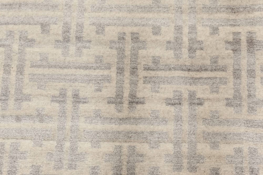 Doris Leslie Blau Collection Geometric Terra Gray Rug in Natural Wool N11963