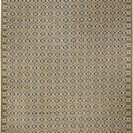 Warm Tan Botanical Medallion Flatweave Modern Rug “Verdoro” N11969