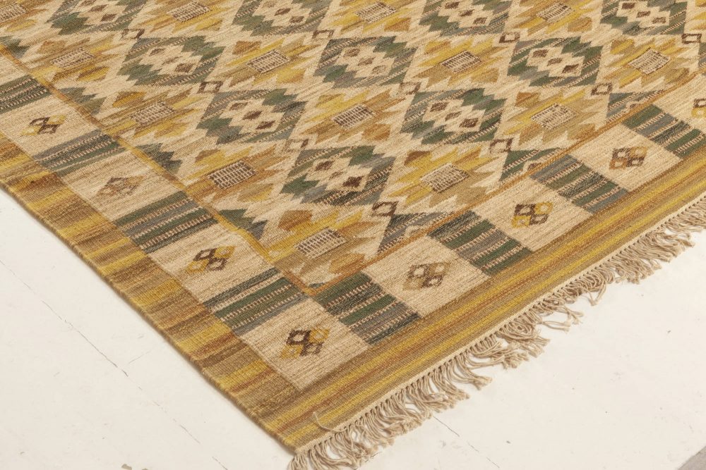 Modern Swedish Flat-Weave Rug Inspired by Marta Mass Fjetterstrom Design N11969