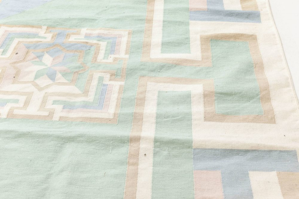 Midcentury Indian Dhurrie in Pastel Tones Handwoven Cotton Rug BB6927