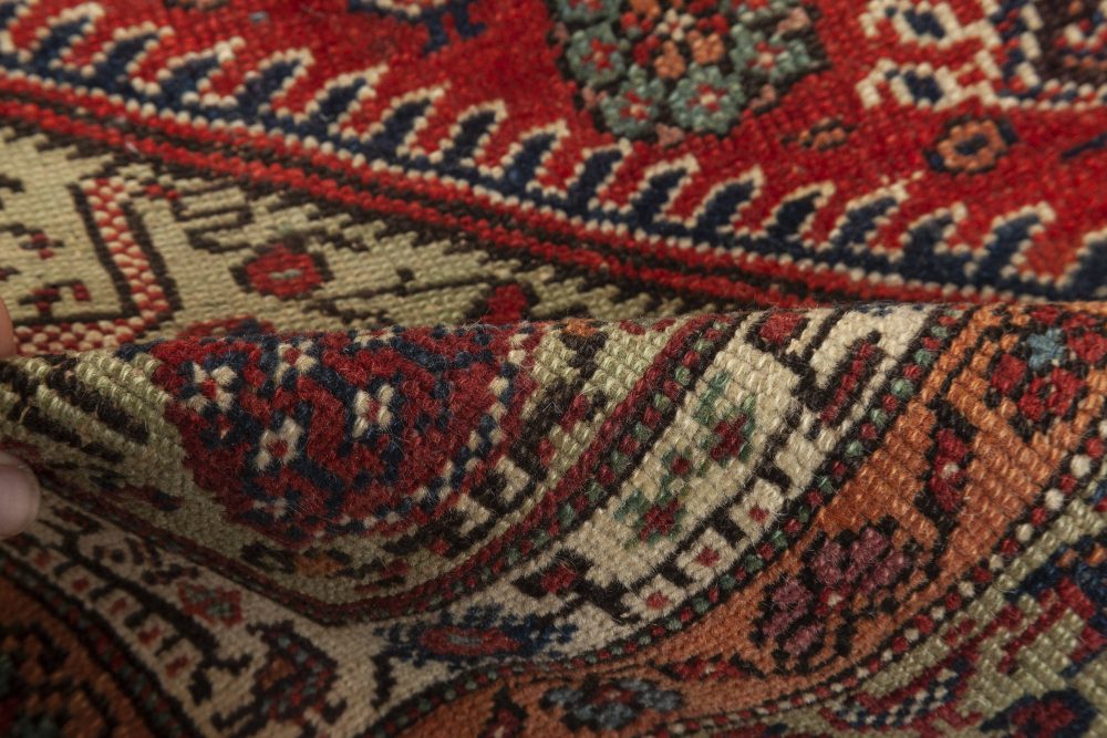 Early 20th Century Persian Feraghan Green, Pink, Red and White Handmade Rug BB6955