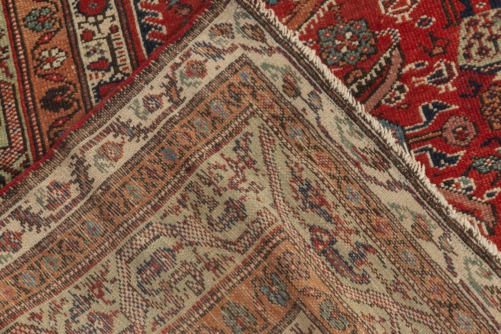 Early 20th Century Persian Feraghan Green, Pink, Red and White Handmade Rug BB6955