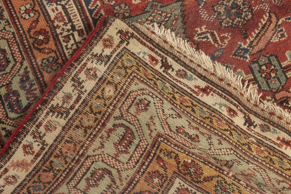 Early 20th Century Persian Feraghan Green, Pink, Red and White Handmade Rug BB6955