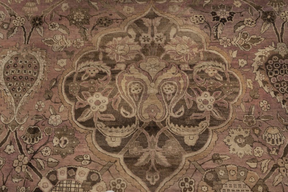 Early 20th Century Kirman Rug in Beige, Blue, Brown and Pink BB6960