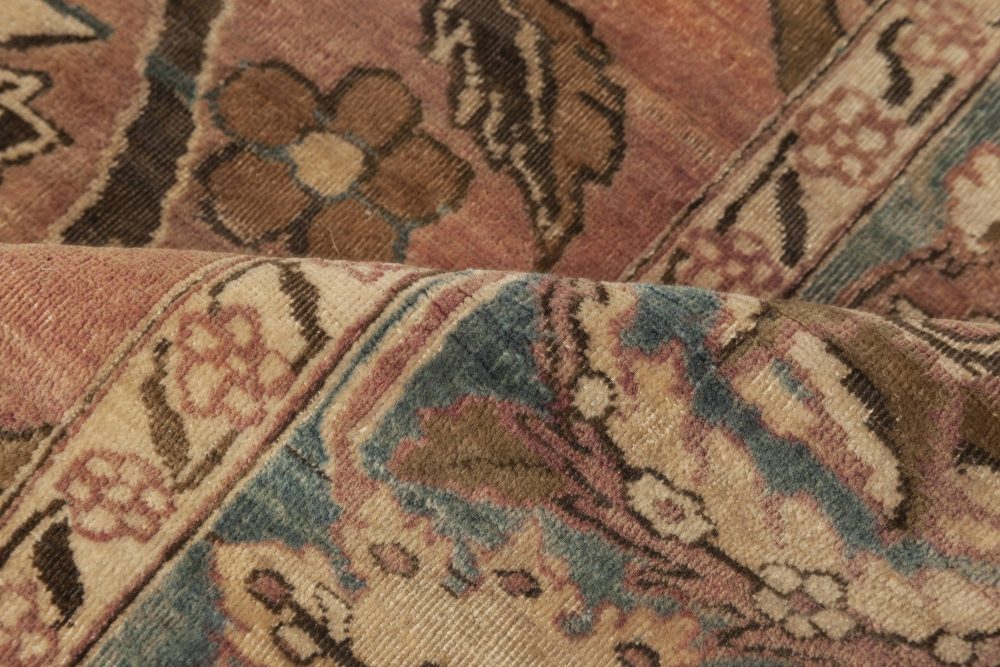 Early 20th Century Kirman Rug in Beige, Blue, Brown and Pink BB6960