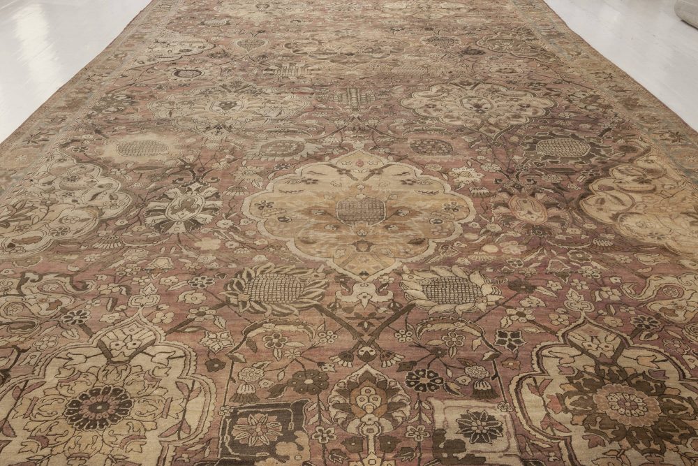 Early 20th Century Kirman Rug in Beige, Blue, Brown and Pink BB6960