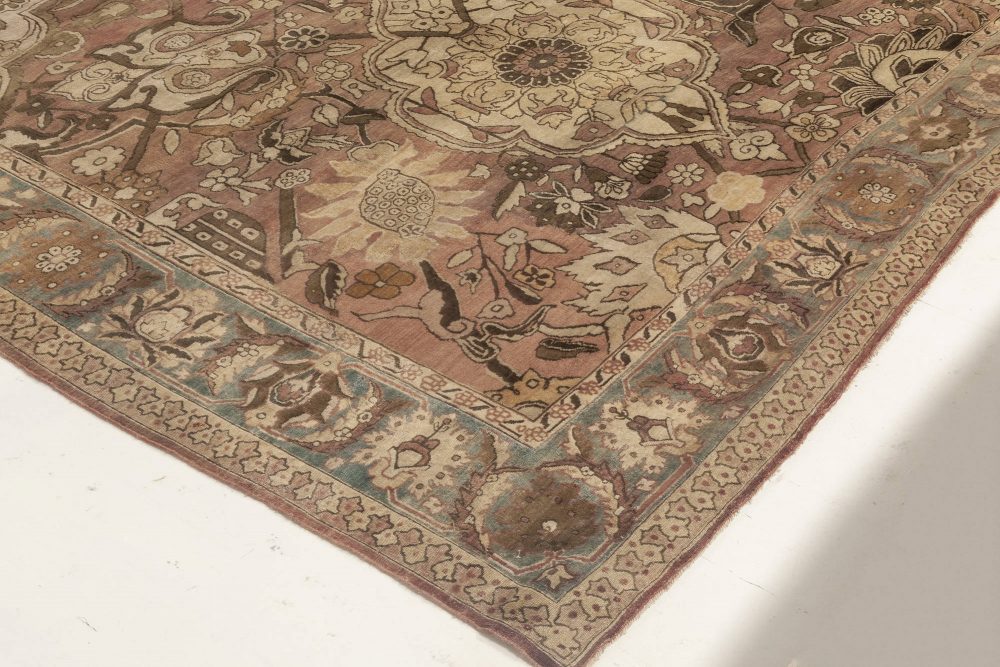 Early 20th Century Kirman Rug in Beige, Blue, Brown and Pink BB6960