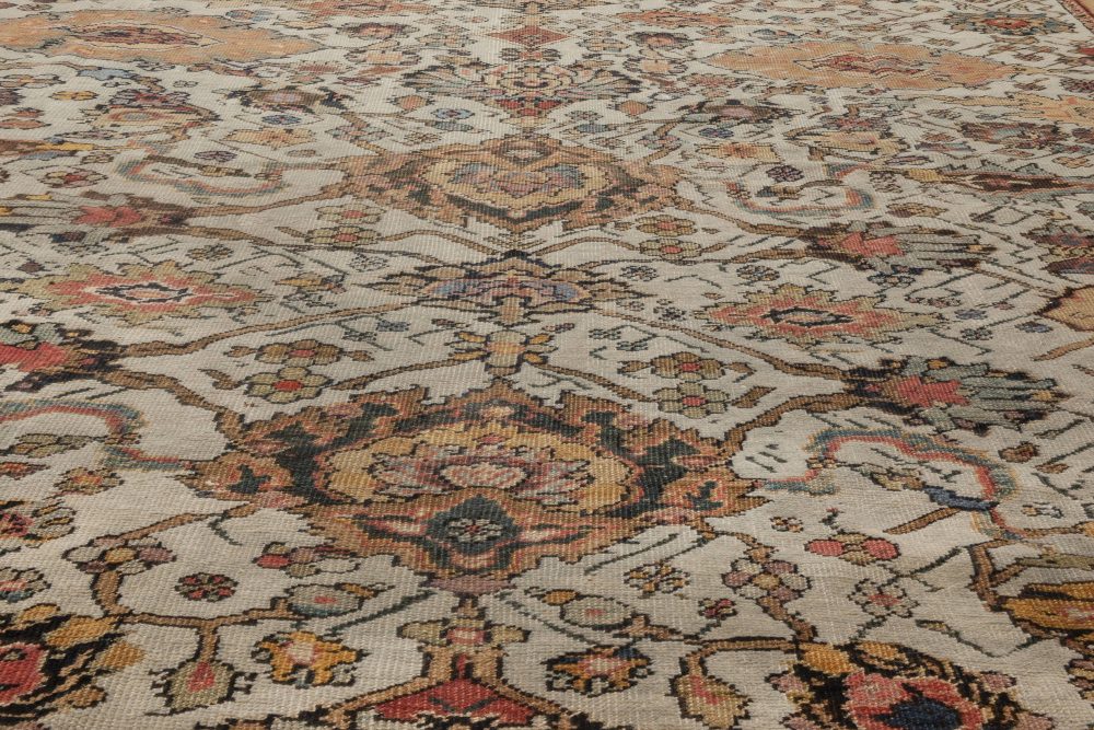 Antique Persian Sultanabad Blue, Red Beige and Brown Handwoven Wool Rug BB6959