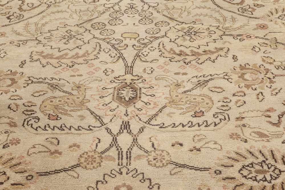 Midcentury Persian Tabriz Handmade Wool Rug in Beige and Brown BB6962