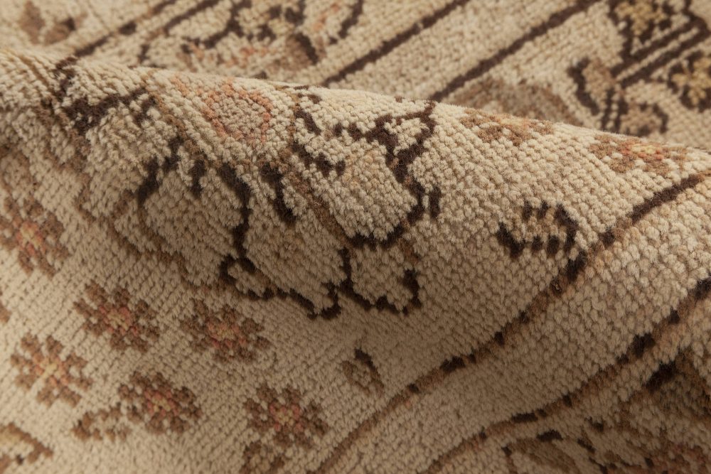 Midcentury Persian Tabriz Handmade Wool Rug in Beige and Brown BB6962