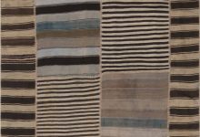 Turkish <mark class='searchwp-highlight'>Kilim</mark> Rug in Blue, Beige and Brown Stripes BB6958