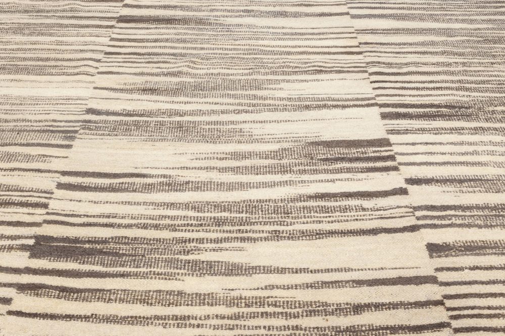 Doris Leslie Blau Collection Modern Zebra Design Beige Gray Flat-Weave Wool Rug N11946