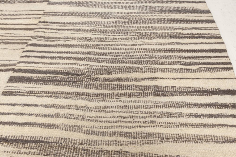 Doris Leslie Blau Collection Modern Zebra Design Beige Gray Flat-Weave Wool Rug N11946