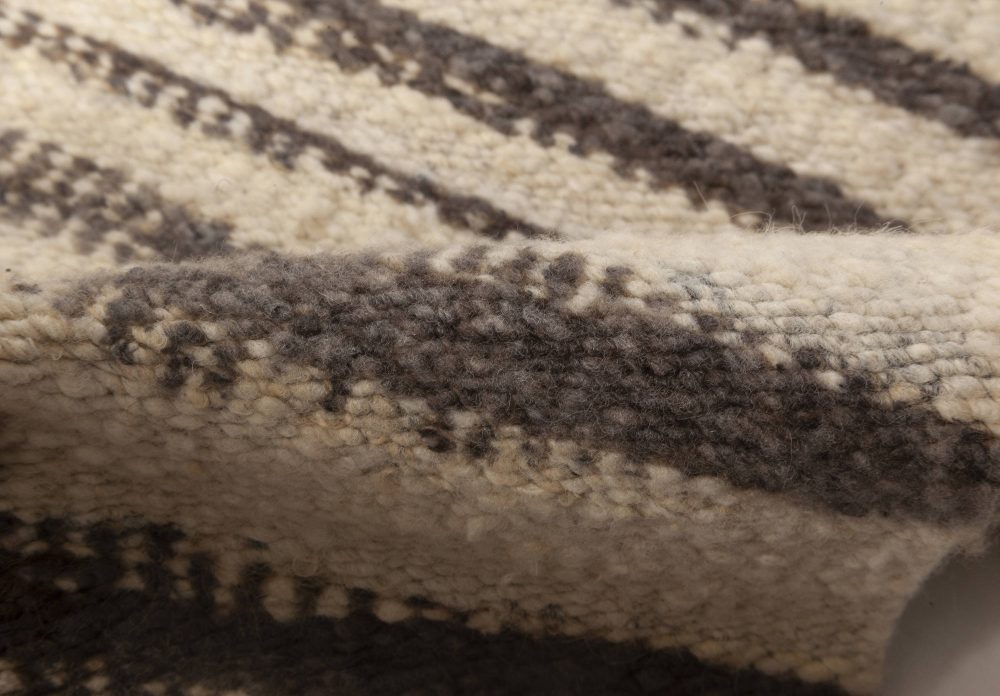 Doris Leslie Blau Collection Modern Zebra Design Beige Gray Flat-Weave Wool Rug N11946