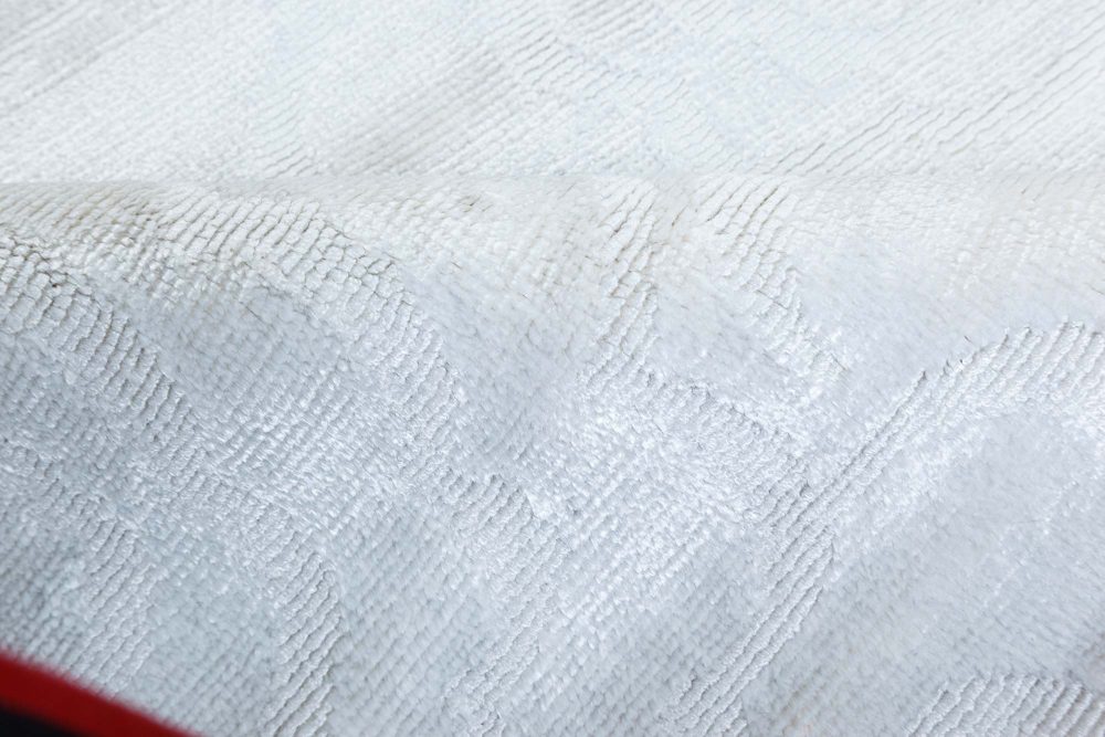 Doris Leslie Blau Collection High-quality Camelia Silver White Handmade Silk Rug N11971