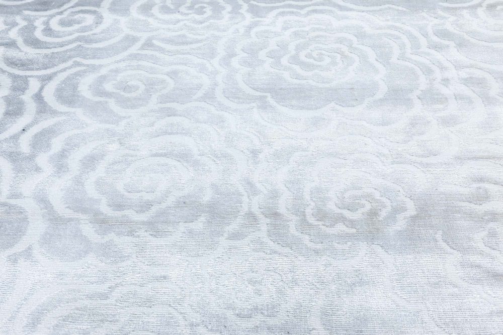 Doris Leslie Blau Collection Handmade Camellia Rug in Ivory Silk N11972