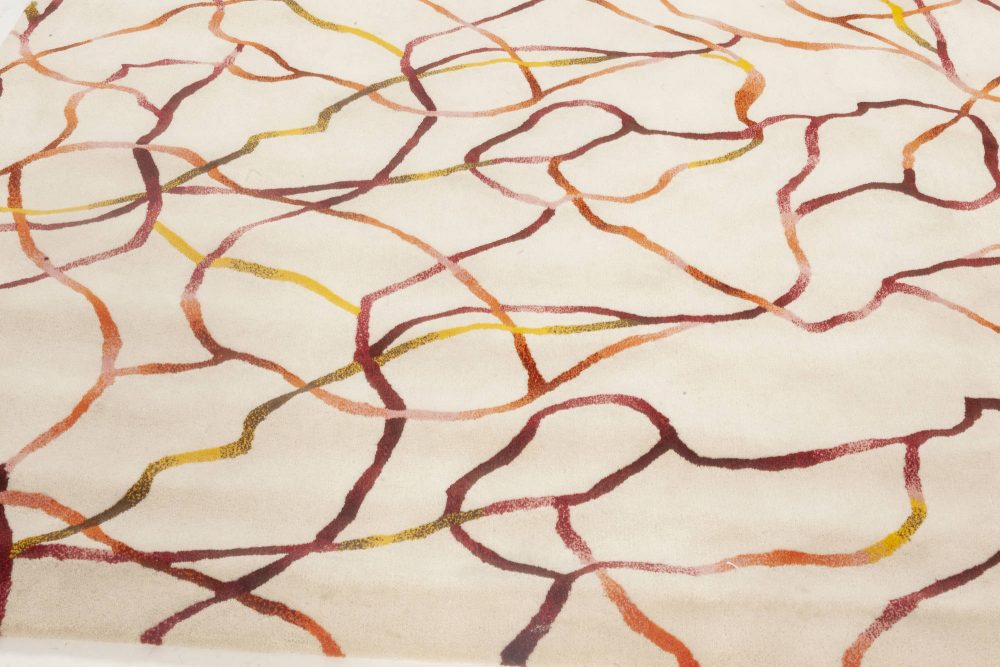 Hand-Tufted Wool Rug in Orange, Violet, Red, White and Yellow N11942