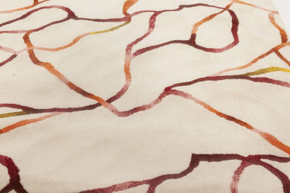 Hand-Tufted Wool Rug in Orange, Violet, Red, White and Yellow N11942