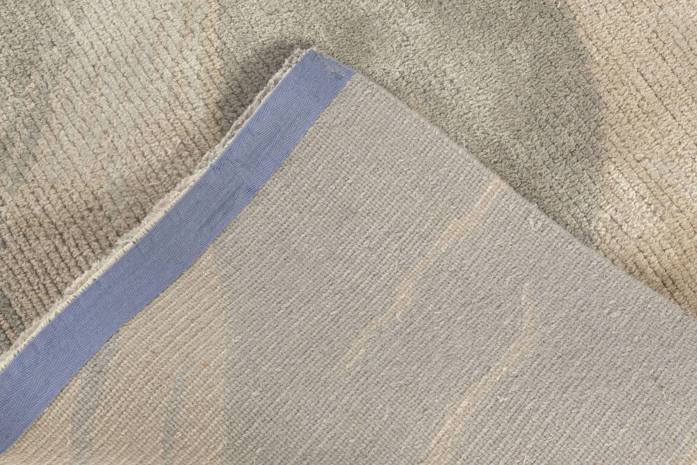 Doris Leslie Blau Collection Modern High-Quality Beige Gray Handmade Wool Runner N11940