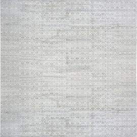 Contemporary Geometric Light Gray Handmade Wool Carpet “Plexus” N11964