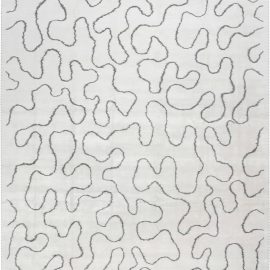 Abstract Art Deco Modern Light Gray Handmade Wool & Silk Rug “Ribbon” N11967