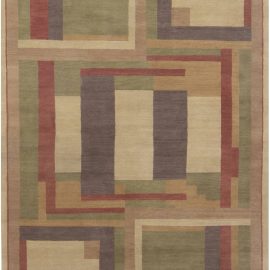 Contemporary Art Deco Inspired Hand Knotted Wool Rug N11977
